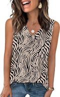 OFEEFAN Tank Top for Women Loose Fit Sleeveless Shirts V Neck Summer Clothes Ruched Women's Tees and Tanks Curved Hem