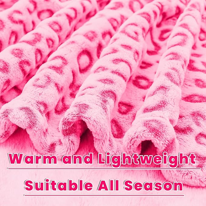 Pink Throw Blanket for Girls, Warm Soft Fuzzy Cute Small Fleece Toddler Throw Blanket for Lap Nap Daycare, Pink Gifts for Girls Women, Home Room Decor, 40x50 Inches
