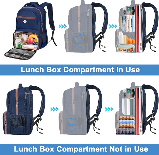 MATEIN Laptop Backpack with Lunch Compartment, Large Insulated Lunch Backpack for Men with Padded Straps, Water Resistant Sturdy TSA Work Bag for Office College Daily Commute, 17 Inch, Blue Orange