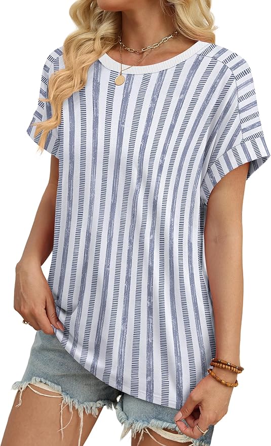 WIHOLL Womens Tops Short Sleeve Shirts Summer Outfits 2026 Spring Dressy Casual Clothes Clothing