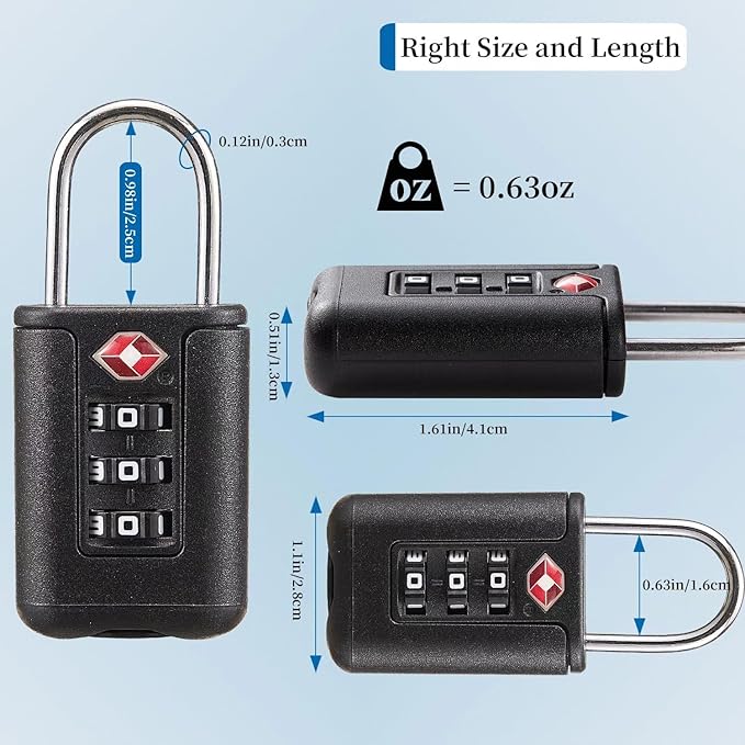 TSA Approved Luggage Locks - Combo Locks with Code (Blue)