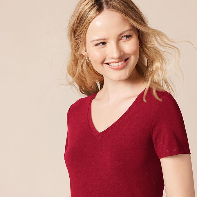 Amazon Essentials Women's Regular-Fit Short-Sleeve T-Shirt (Crewneck and V-Neck Options), Multipacks