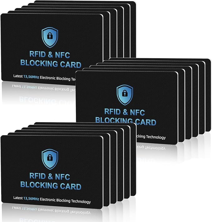 18PCS RFID Blocking Cards Premium Contactless NFC Debit Credit Card Passport Protector Blocker Set for Men & Women, Smart Slim Design Perfectly