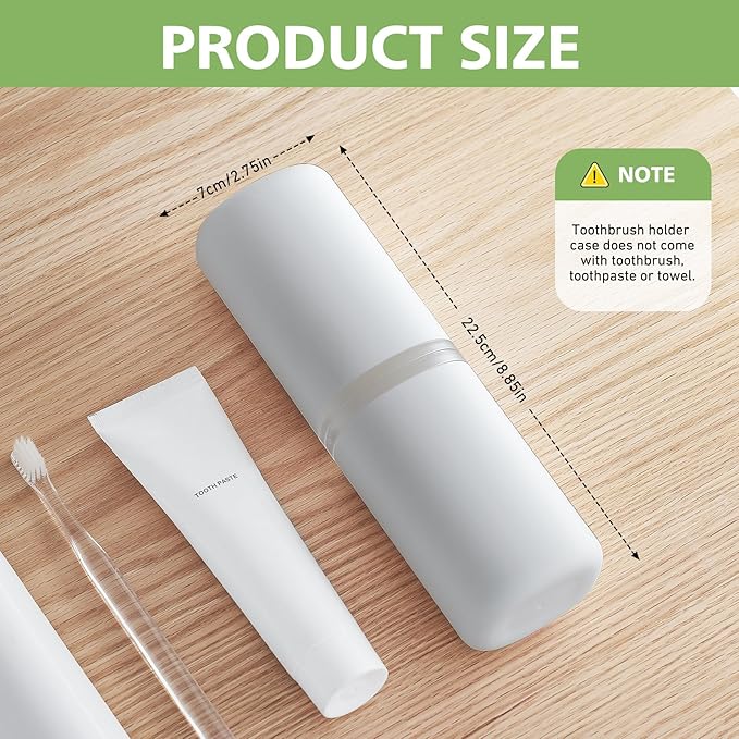 Travel Toothbrush Case, Portable Tooth Brush Holder and Toothpaste Cover Container with Mouthwash Cup, Compact Oral Clean Tools Organizer for Traveling/Camping/School/Home (Grey, Extra Large)