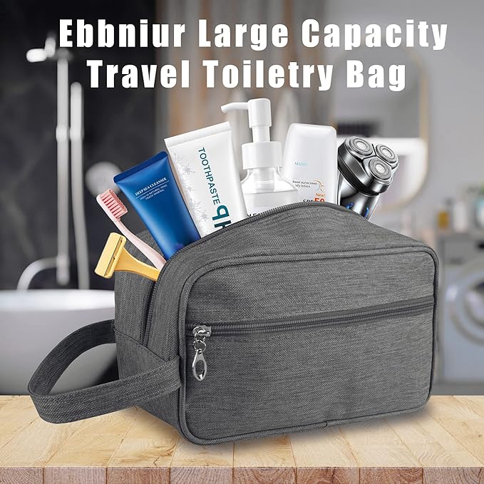 Toiletry Bag, Large Capacity Travel Bag for Toiletries, Waterproof Oxford Fabric Toiletry Organizer for Travel, Business Trips and Daily Use, Travel Essentials for Men or Women (Grey)