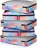 5 Pcs Packing Cubes for Suitcase Large Travel Cubes Carry on Luggage Organizer Bags for Clothes Accessories(M,Watercolor)
