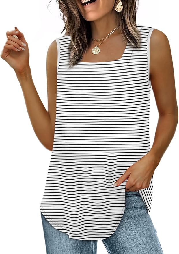 WIHOLL Women's Square Neck Tank Top
