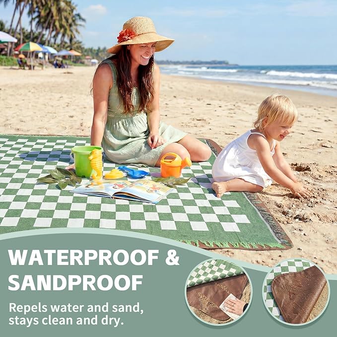 2 in 1 Extra Large Camping Blanket Outdoor Picnic Yoga Mat Lightweight Car Essential Roadtrip Gadget Rv Accessories Glamping Tent Gear Must Haves Hiking Stuff Backpacking Necessities Women Beach Gift