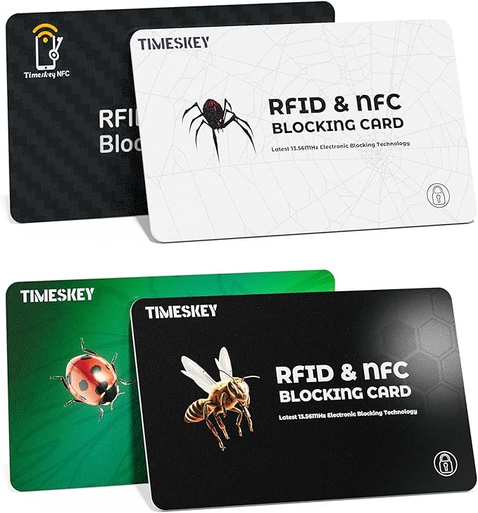 RFID Blocking Cards(4-Pack)–Ultra Thin Credit Card Protector for Wallet,Shields ID/Credit Card/Passport from Skimming–Durable Theft Cards