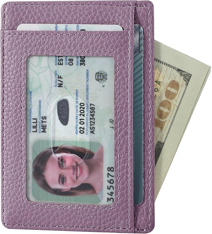 Travelambo Front Pocket Minimalist Leather Slim Wallet RFID Blocking Medium Size