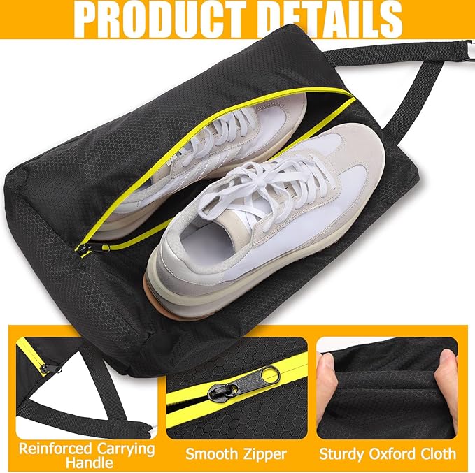 TOBWOLF Cleat Bags For Golf Smell Proof, Waterproof Golf Shoes Bag with Zipper & Handle, Large Capacity Fits Up To Size 14, Suitable as Sport Shoe Storage for Golf, Travel, Soccer, Gym, Running, Men