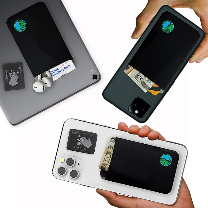 Phone Wallet - Adhesive Card Holder - Cell Phone Pouch - Stick on Lycra Pocket by Gecko - Carry Credit Cards and Cash