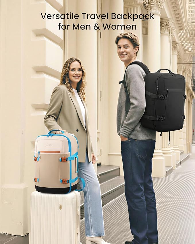 LOVEVOOK 40L Travel Backpack for Women & Men, Airline Approved Carry On Backpack with 3 Packing Cubes, TSA Personal Item Bag, Waterproof Weekender Overnight Backpack Fits 17" Laptop