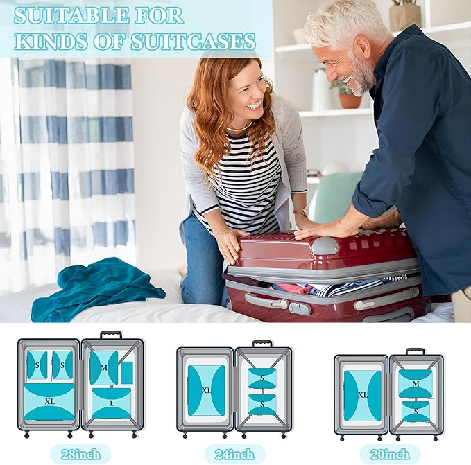 8 Set Compression Packing Cubes for Travel, Packing Cubes Compression Travel Accessories Expandable Packing Organizers for Carry on Luggage Suitcase