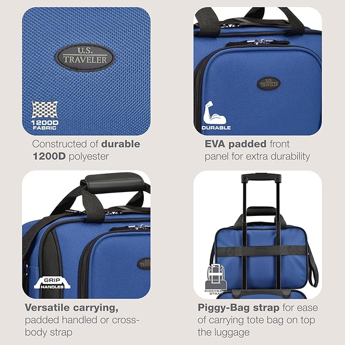 U.S. Traveler Rio 14" Travel Tote Bag, Lightweight 1200D Carry-On Bag for Women & Men, Parent SKU