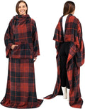 PAVILIA Blanket with Sleeves for Adult Women Men, Soft Warm Wearable Blanket Fleece Wrap Throw, Robe Blanket Gift