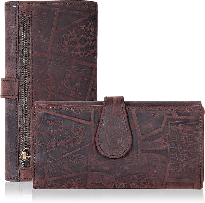 Real Leather Women Wallet Leather with RFID Blocking -Trifold Card Holder Designer Ladies Clutch with ID Window Wallets
