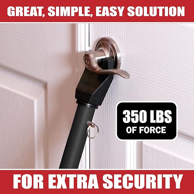 Dual Security Bar, 1-Set Adjustable-Length Portable Strong Door Bar for Hinged and Sliding Patio Doors and Windows, Home Travel Security, Extends 28 in. to 45 in., Black