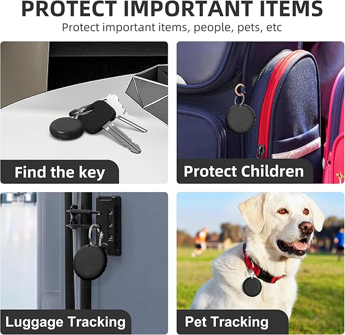 Tracker Tag, Smart Tag Works with Find My App (iOS 14.6 Above), Keys Finder and Item Locator for Luggage, Backpack, Suitcases and More, Replaceable Battery, IP67 Waterproof Tracking Tags-5 Pack(Black)