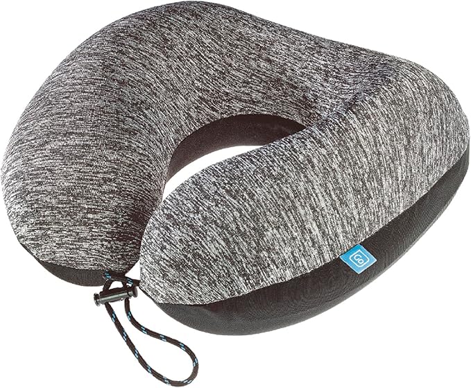 American ZZZ's Comfortable Neck Pillow, Memory Foam Travel Pillow for Uninterrupted Sleep, Ideal for Everyday Commute, Airplane, Bus, Car, and Gaming, Travel Essentials, Made in USA, Blue