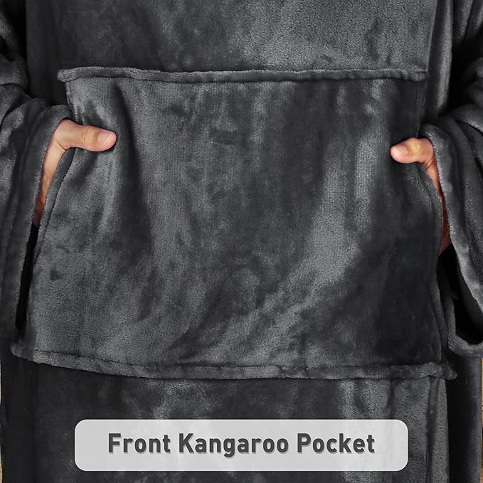 Catalonia Packable Travel Wearable Blanket Pillow with Sleeves for Adults, 2 in 1 Wearable Blanket with Pockets