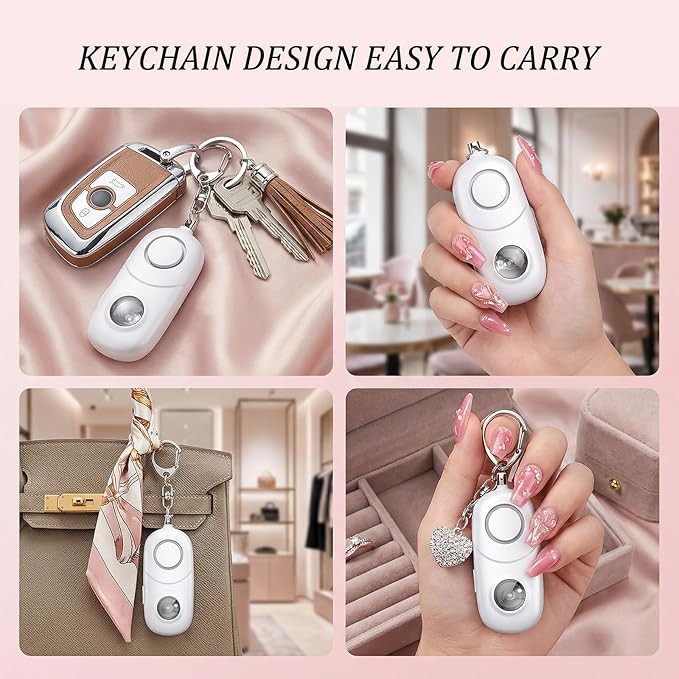 Personal Alarm for Women Keychain Alarm: Qoosea 135dB Emergency Keychain Siren with Strobe Light Loud Siren for Women Kids Students Seniors Emergency Self-Defense for Night Sports