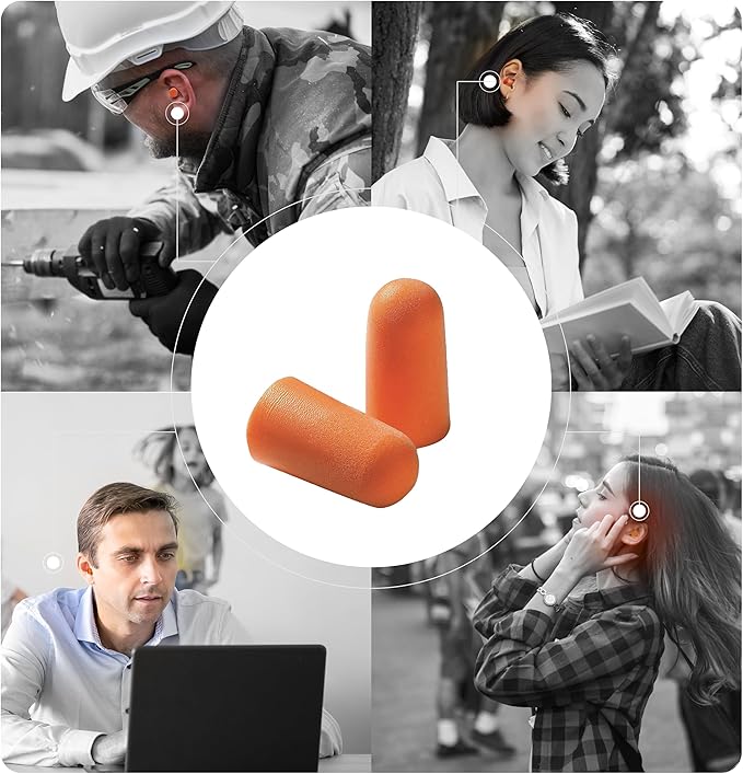 ATERET Earplugs 200 Pairs I 32db Noise Cancelling Soft Disposable Ear Plugs I Safety Hearing Protection for Travel Concert Hunting Shooting Range Work Construction