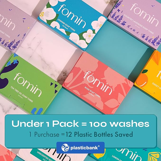 FOMIN - Antibacterial Paper Soap Sheets for Hand Washing - (300 Sheets) Tea Tree Portable Travel Soap Sheets, Dissolvable Camping Mini Soap, Portable Hand Soap sheet