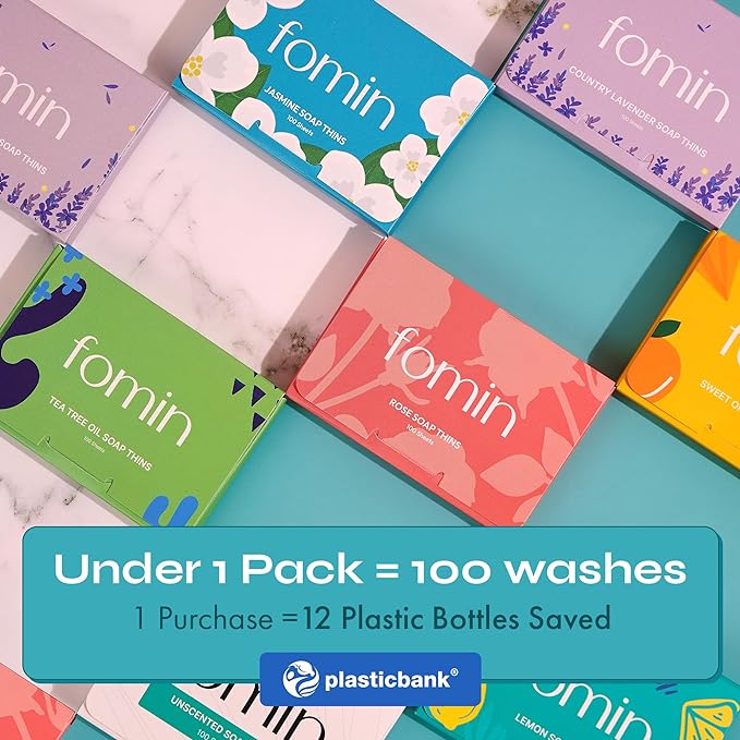 FOMIN - Antibacterial Paper Soap Sheets for Hand Washing - (300 Sheets) Lemon Portable Travel Soap Sheets, Dissolvable Camping Mini Soap, Portable Hand Soap sheet