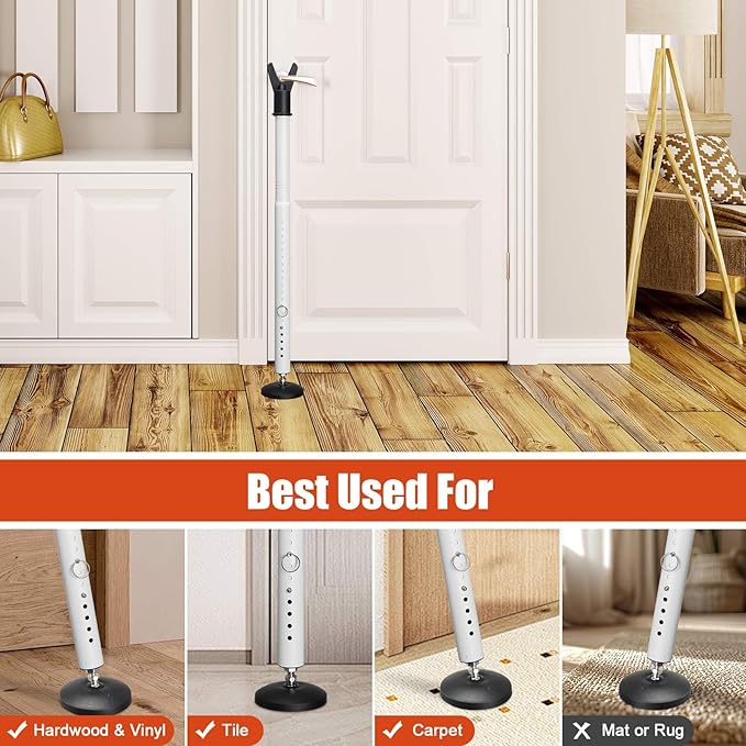 Door Security Bar for Home & Travel - 21-52" Adjustable Heavy Duty Anti-Burglar Door Stopper Stick,Anti-Slip Base for Front, Patio, Sliding Window,Hotel,Apartment - Women,Travelers Essentials