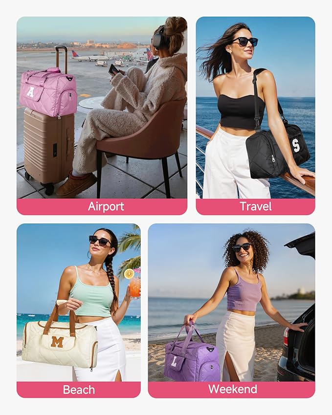 Elilier Personalized Duffle Bag for Women Girls, Gifts for Women Teen Girls, Letter Travel Bag with Trolley Sleeve & Shoe Compartment, Gifts for Mom, Friends, Sister, Daughter, Birthday Gift Idea