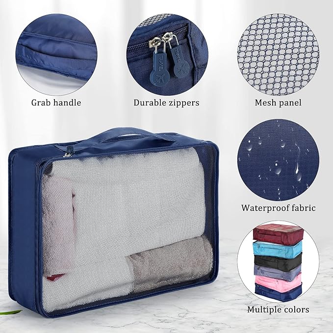 Woanger 24 Pcs Large Packing Cubes for Suitcases Travel Accessories High Capacity Luggage Packing Organizers with Zipper Reusable Mesh Bag for Clothes Storage(Multicolor)