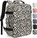 Pritent Travel Backpack for Women Man, Waterproof Personal Item Travel Bag Airline Approved Laptop Backpack Bookbag Weekender bags for Business,Travel, Work Fits 15.6 inch Laptop(Medium,Leopard)