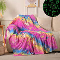 Wajade Unicorn Glow in The Dark Blanket Unicorn Gifts for Girl 1 2 3 4 5 6 7 8 9 10 11 12 Year Old Kids Blanket with Stars Cloud Crown Bow Birthday Ideas 50"×60"
