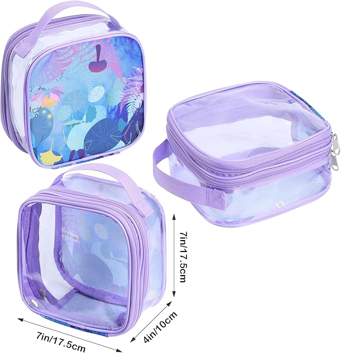 BORMELUN TSA clear toiletry bag airport approved see through pvc plastic pouch transparent makeup carry on with handle(purple)
