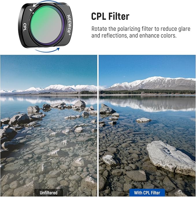 NEEWER CPL ND Filter Kit Compatible with DJI Osmo Pocket 4 & Pocket 3 Creator Combo Accessories, Multicoated HD Magnetic Circular Polarizing ND16 ND64 ND256 Filter Set with 2X Cleaning Cloth