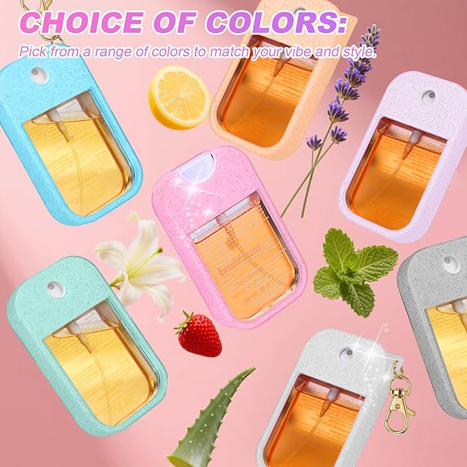 AIERSA 3pcs Hand Sanitizer Spray Case Compatible with Touchland,Rabbit Ears Design Silicone Hand Sanitizer Case Holder with Keychain for Touch Land Mist Case 1FL. OZ (Pink+White+Purple)