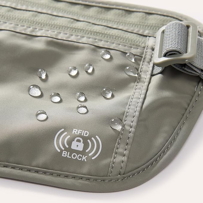 Pander RFID Blocking Travel Money Belt – Hidden Waist Pouch for Passport, Cash, Cards, Slim Belt Bag for Men and Women, (Pack of 2)