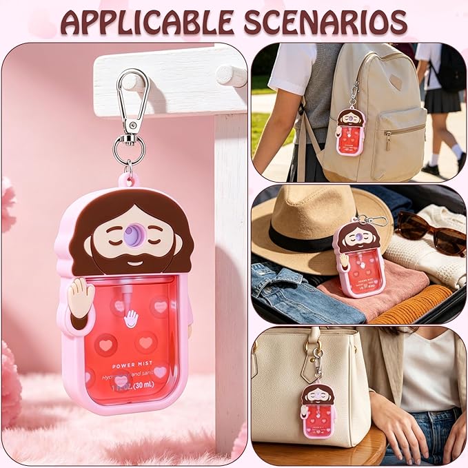 Silicone Case Compatible with Touchland Hand Sanitizer Spray, Touchland Case with Keychain, Protective Case for Power & Glow Mist 1 FL Oz/30ML, Hand Sanitizer Spray Accessory for Mother‘s Day(Pink)