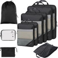 PFEYRPK Lightweight Compression Packing Cubes for Suitcases, Compressible Expandable Travel Packing Organizer with Clear Toiletries and Backpack Bag, Travel Essentials for Carry on Luggage 7 Set