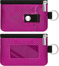 Minimalist RFID Blocking Small Wallet with ID Window,WaterResistant Zip Id Case Wallet with Lanyard Keychain for Cards,Cash,Travel,Women,Men (Purplish Red)
