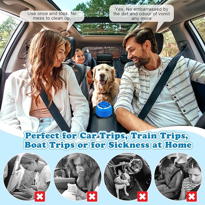 Valchoose 25 Pack Kids Throw up Bags 800ml, Hospital Graded Puke Bags for Car Kids, Motion Sickness No Leak, Useful Perfect for Car Sick, Chemo, Road Trips (Blue)