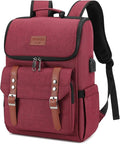 YALUNDISI Vintage Backpack Travel Laptop Backpack with usb Charging Port for Women & Men College Backpack Fits 15.6 Inch Laptop Red Brown