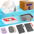 PEISAINOX 8-Piece Soap Bath Kit with Travel Soap Case Holder Dish Bag Saver, Lathering Pouch for Home, Travel, Camping, Gym, Hotel(White)
