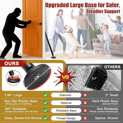 2 Pack Door Security Bar – Anti-Slip 600LB Heavy Duty Door Stopper Jammer Stick, Adjustable 24.5-50.7'',Portable Travel Safety Lock Blocker for Home, Apartment, Hotel, Front & Sliding Doors