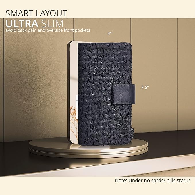 Real Leather Women Wallet Leather with RFID Blocking -Trifold Card Holder Designer Ladies Clutch with ID Window Wallets