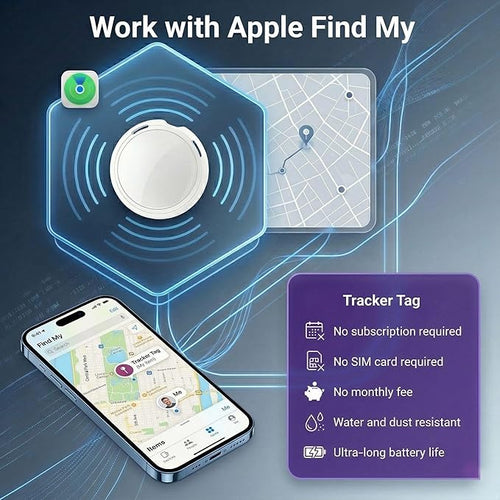 2 Pack GPS Tracker for Vehicles No Subscription Car Tracker Works with Apple Find My(iOS Only)Global Tracking Hidden Tracking Devices for Cars Bluetooth Finder with Loud Alarm for Car Bike Dog Luggage