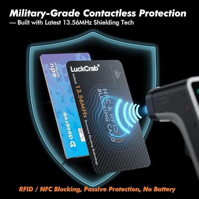 RFID Blocking Cards 2 Pack – Slim SafeCard NFC Wallet Protector for Contactless Credit/Debit Cards & Passports – Anti-Theft RFID Shield for Identity & Data Protection