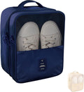 Travel Shoe Bags 2 Pcs of Shoe Organizers Set for Suitcase Hold 3 Pair of Shoes Waterproof Shoe Packing Cubes for Travel and Daily Use Storage Pouch with Handle (Navy blue+Beige)