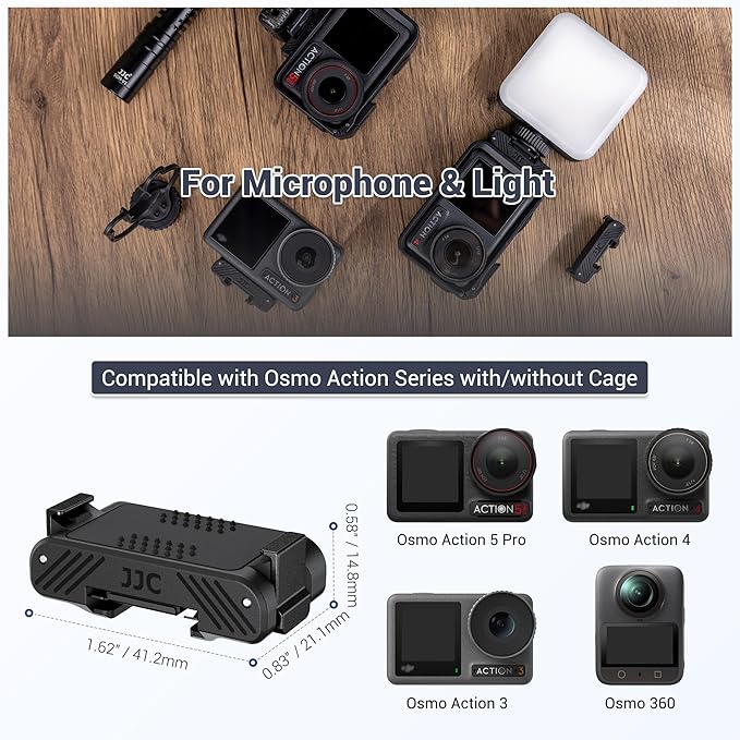 JJC Osmo Action Cold Shoe Expansion Kit for DJI OSMO Action 5 pro 4 3, Quick-Release Cold Shoe Extension Adapter Claw Ports Compatible with Action5, Heavy Duty Nylon Hot Shoe Mount Base Bracket